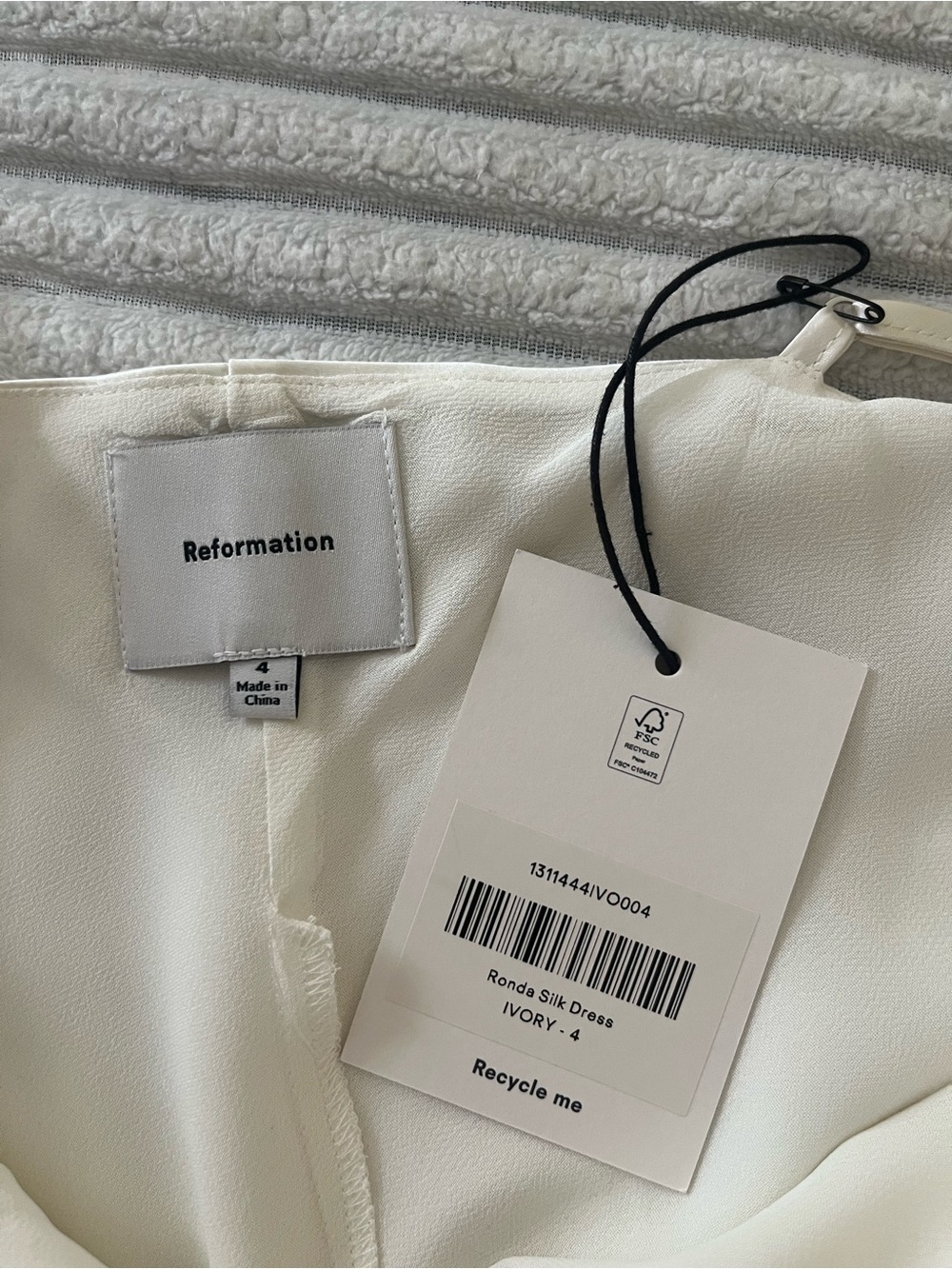 Reformation Ronda Silk Dress in Ivory - Picture 15 of 16